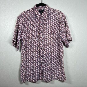 Volare Multicolor Men’s Medium Silk‎ Cotton Shirt Short Sleeve Y2K Retro Print